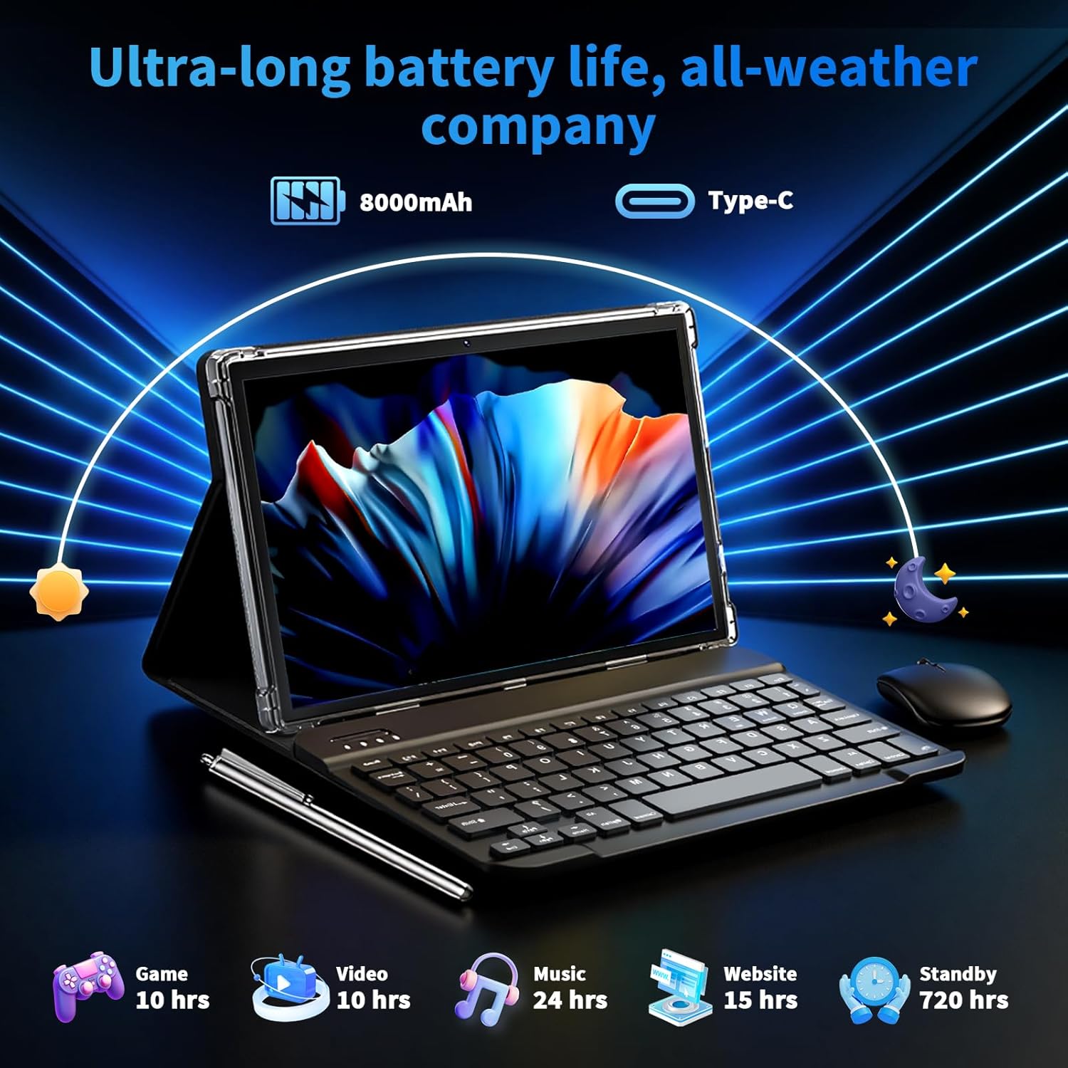 Thumbnail 5 de 2026 10 Inch Android 15 Tablet with Keyboard, Gemini AI, 26GB RAM, 256GB + 2TB Expand, 8000mAh — 2-in-1 Bundle