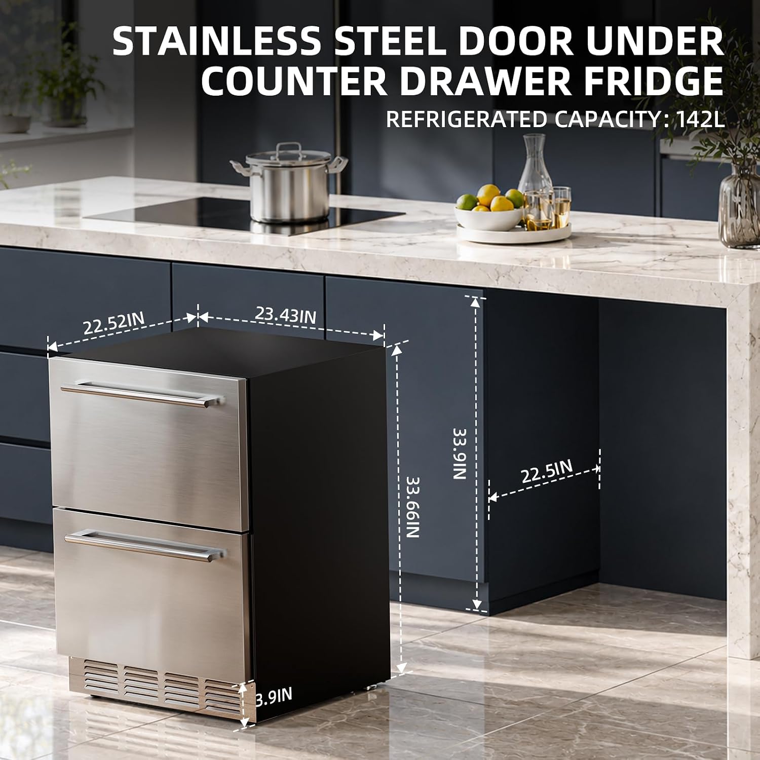 Detalle 2 de Antarctic Star BCD-120B/2T 145-Can Dual-Zone Drawer Beverage Refrigerator