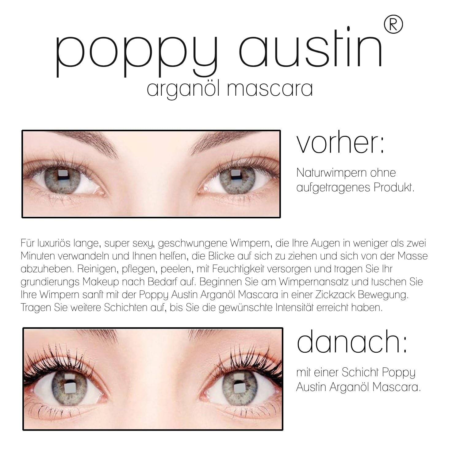 Detalle de Vegan Mascara für empfindliche Augen – sanfte, hypoallergene Naturkosmetik für kurze Wimpern