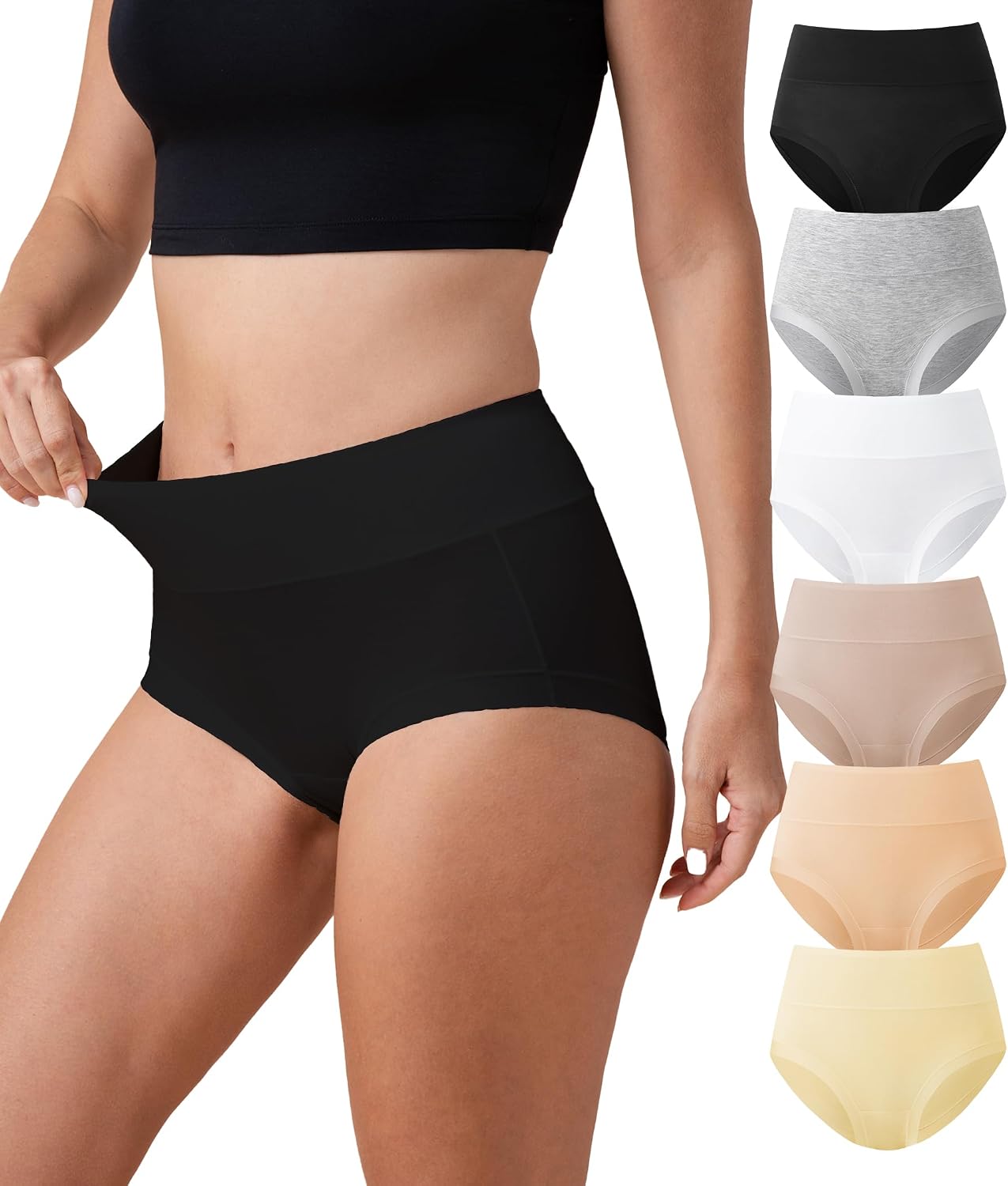 Detalle de DAVID ARCHY Women’s High-Waisted Briefs, Moisture-Wicking, Soft, Breathable, 6-Pack