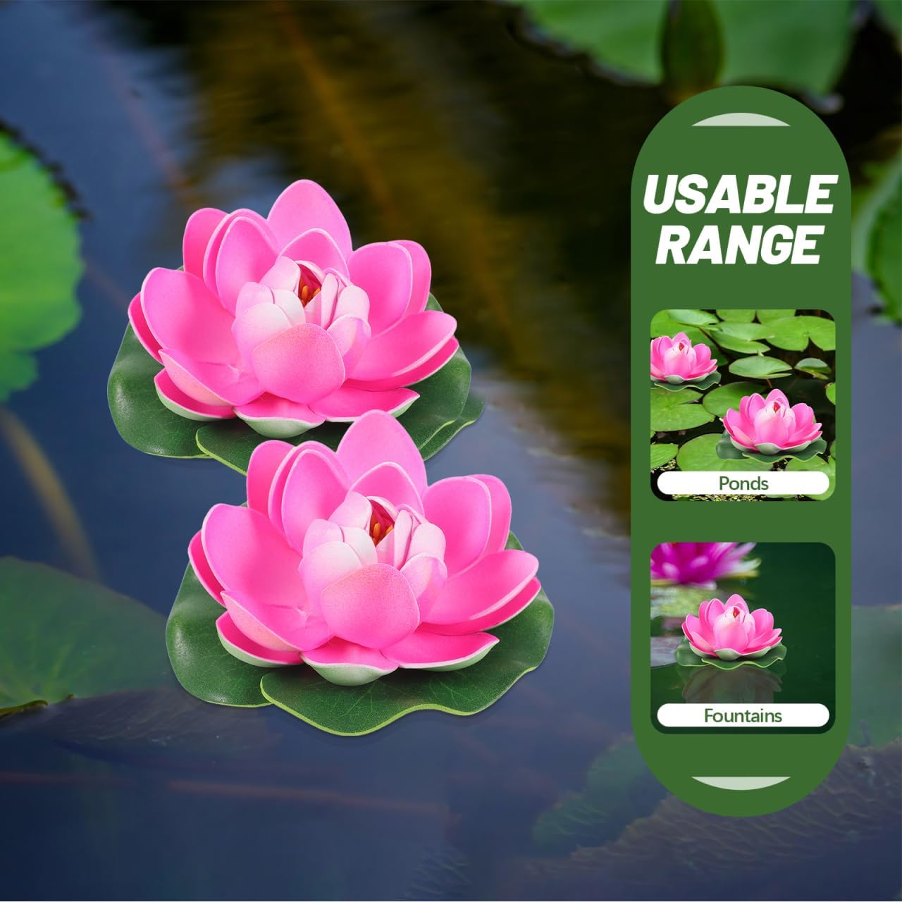 Thumbnail 4 de MAGICLULU Künstliche schwimmende Seerosen/Lotusblumen (5er-Set) für Gartenteich, Aquarium & Co.