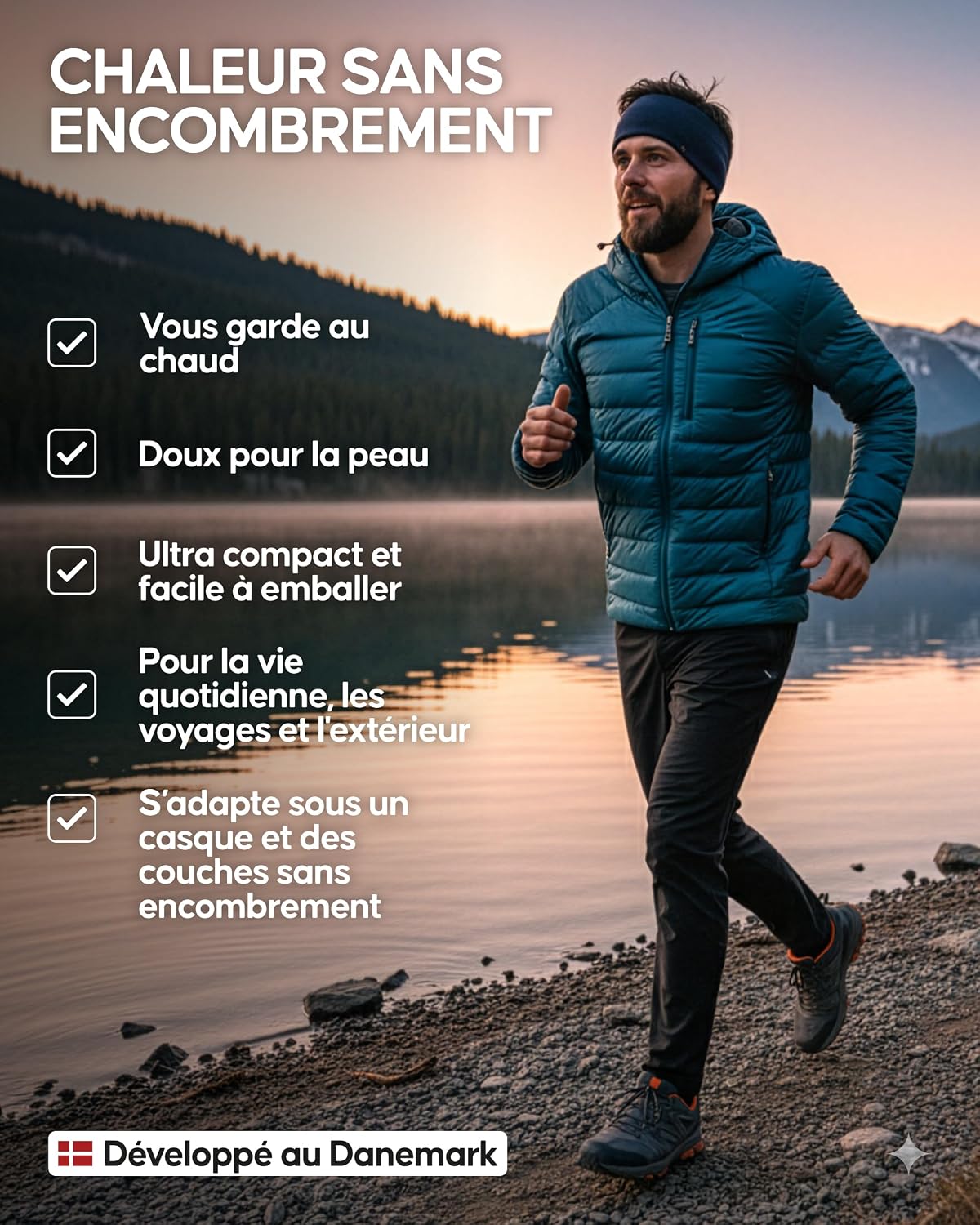 Detalle de DANISH ENDURANCE Bandeau Mérinos 180 g/m² 🧣