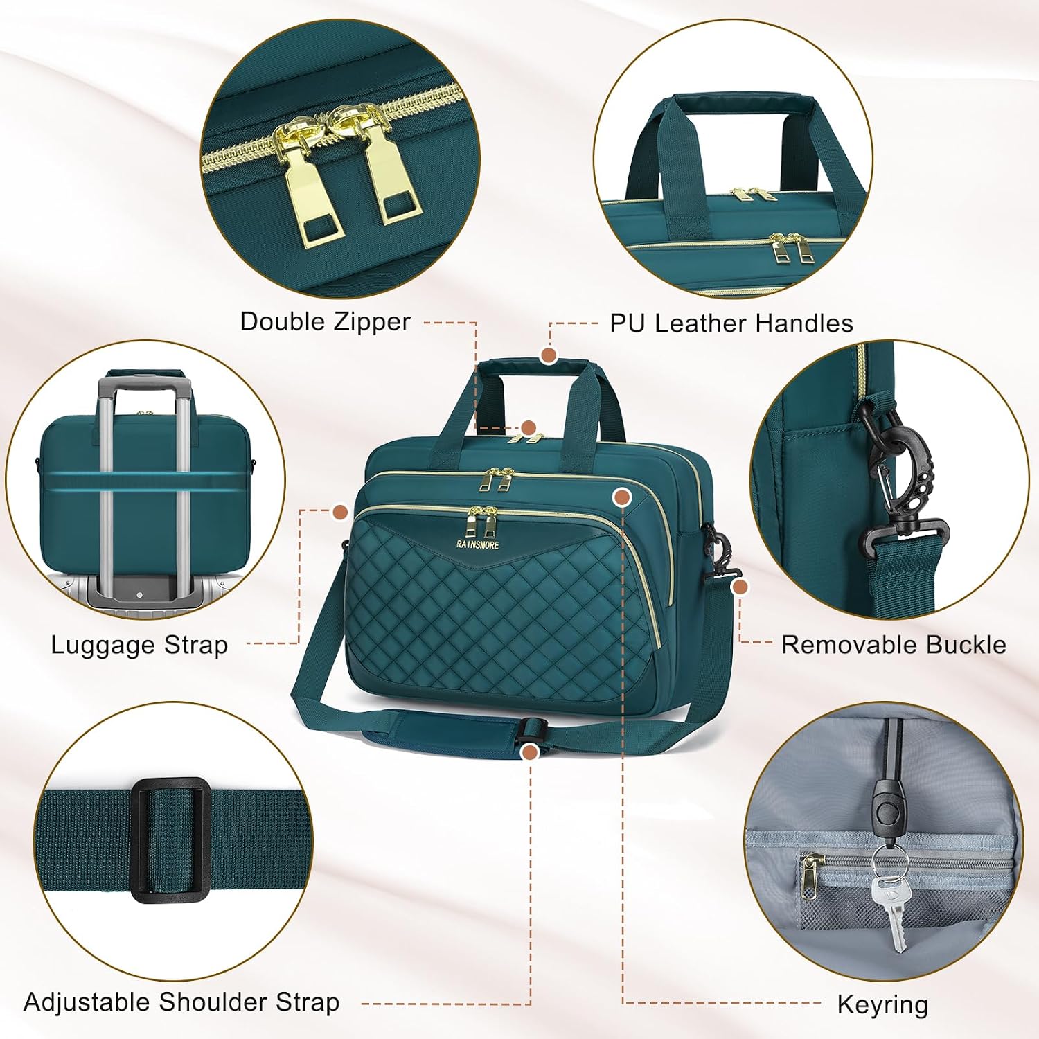 Detalle de RAINSMORE Laptop Bag for Women 15.6 Inch: Practical, Professional Briefcase for Work and Travel
