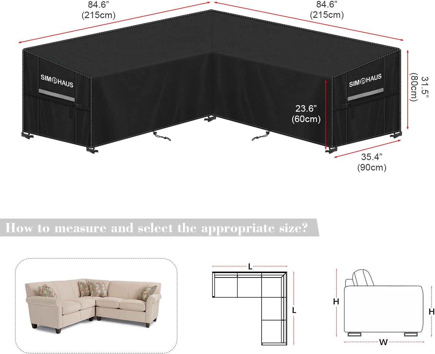 Detalle 2 de SIMPHAUS Outdoor Rattan Corner Sofa Cover