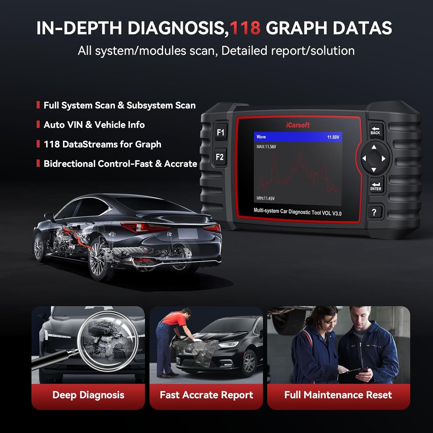Thumbnail 5 de iCarsoft Vol V3.0 Bidirectional Diagnostic Tool for Volvo/SAAB