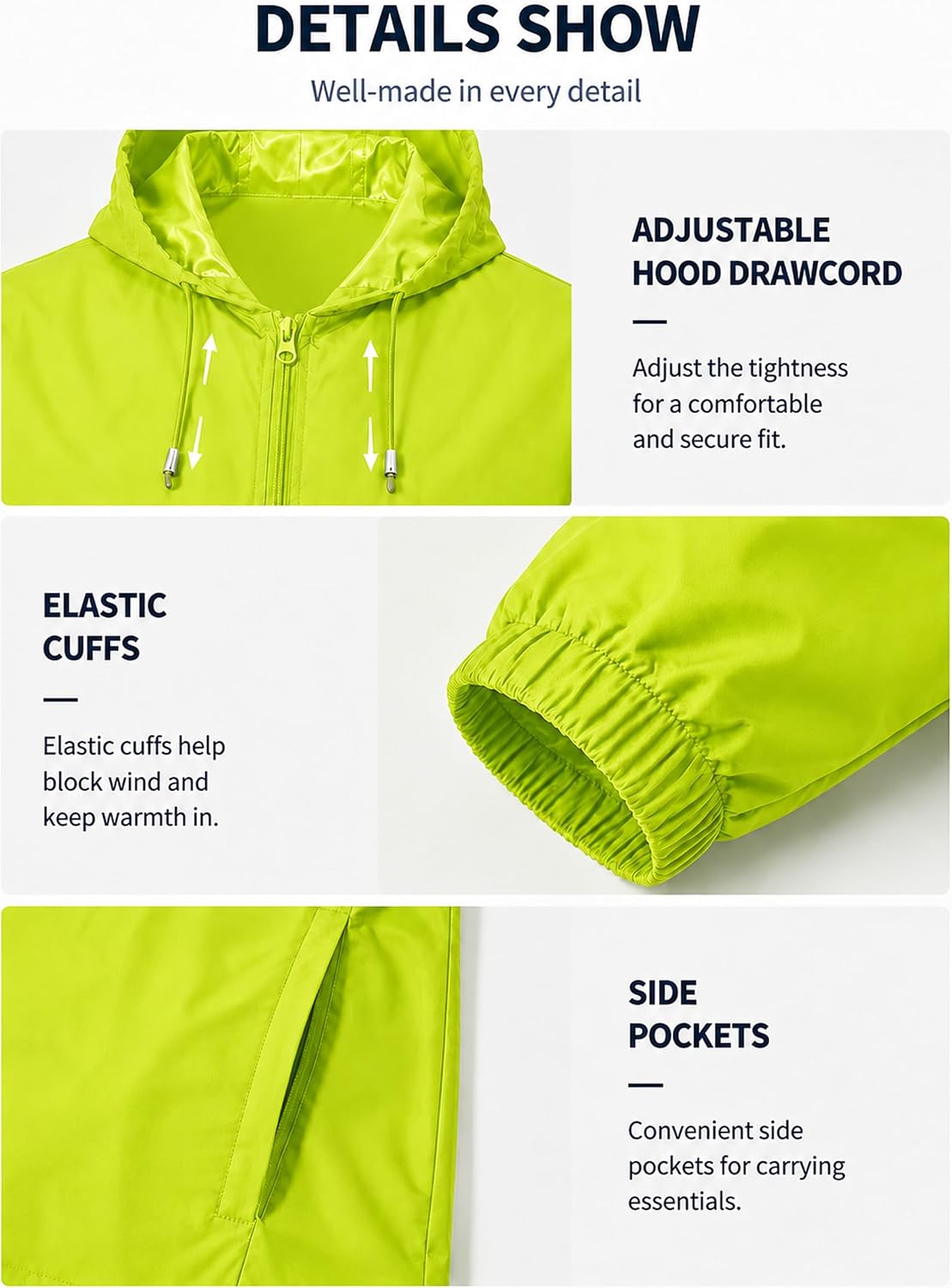 Detalle 1 de Uposiut Men's Rain Jacket, S-5XL