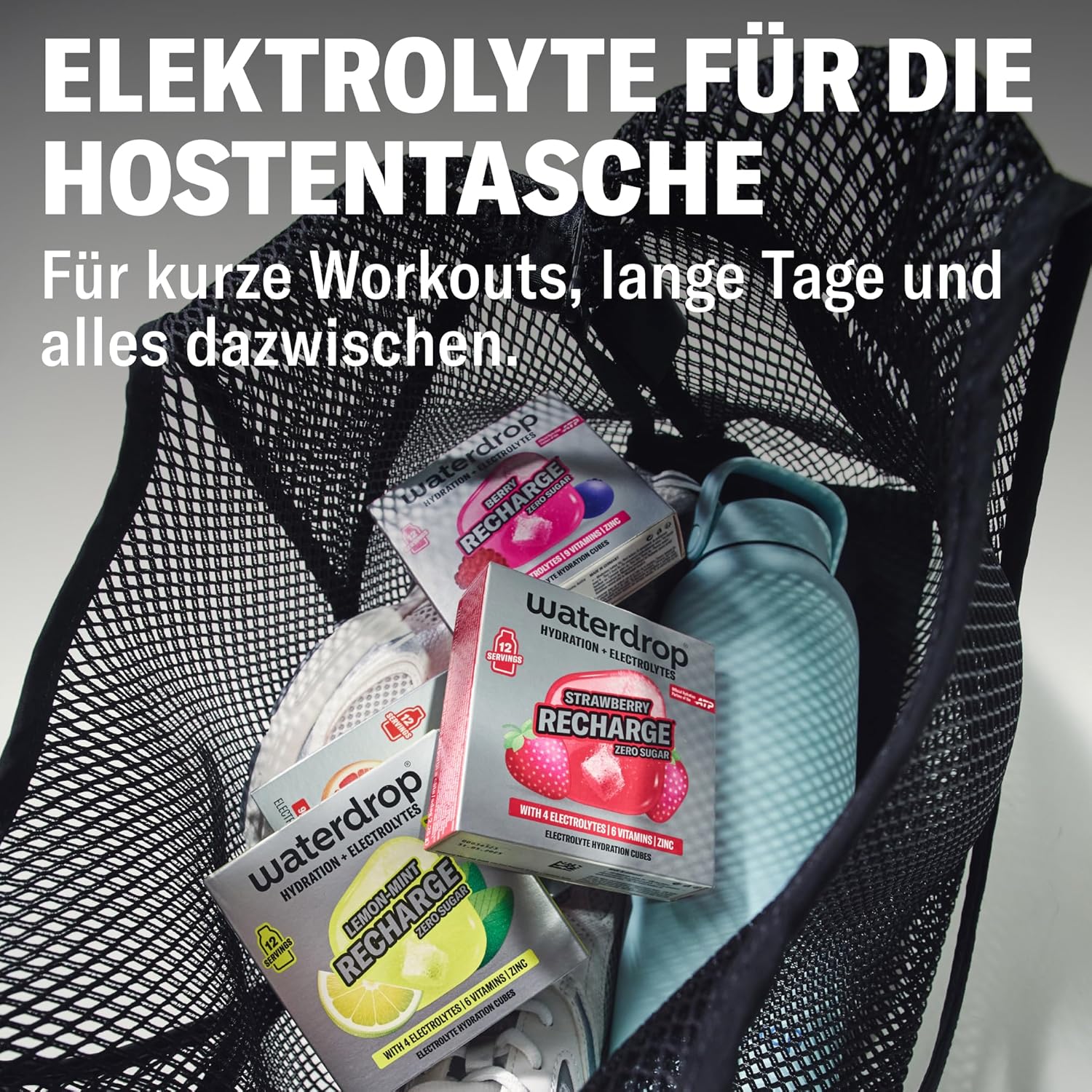 Thumbnail 6 de waterdrop Elektrolyte-Mix – 36 Drops Würfel mit Magnesium, Kalzium, Natrium + Zink – Zuckerfrei, vegan, in Orange, Erdbeere & Berry