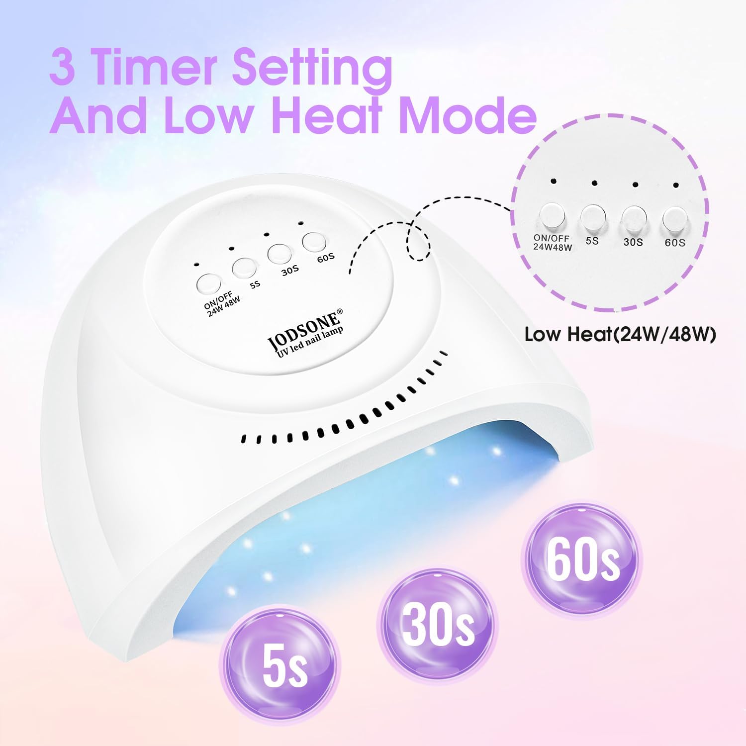Detalle de JODSONE Lampada UV LED per unghie con 30 perline luminose e sensore automatico con timer 5/30/60 s
