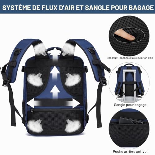 Thumbnail 6 de LIGSAN Bagage Cabine 40x30x20: Sac à Dos Cabine 24L pour ordinateur 15,6 pouces, antidéflagrant et organisé