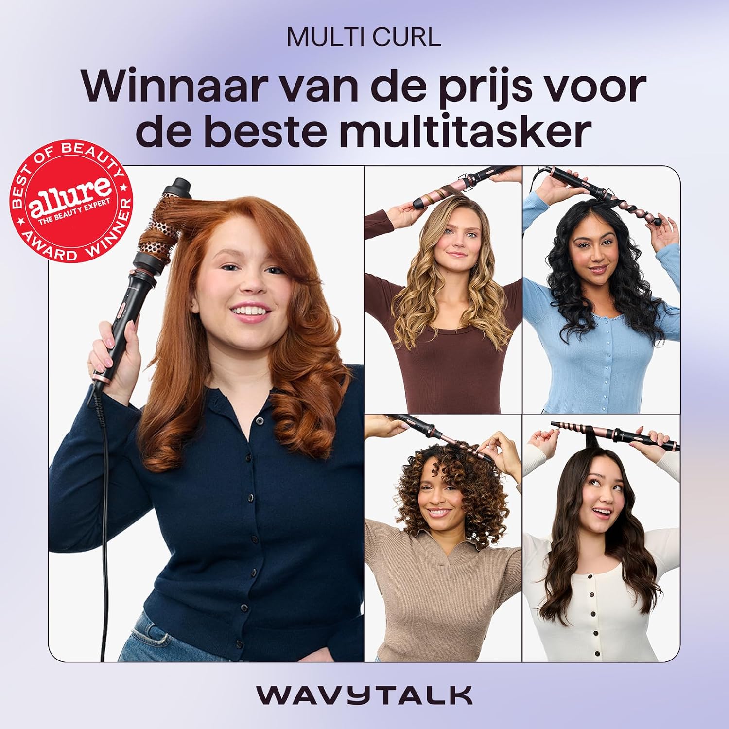 Detalle de Wavytalk Lockenstab 5-in-1 met thermische borstel en keramische coating
