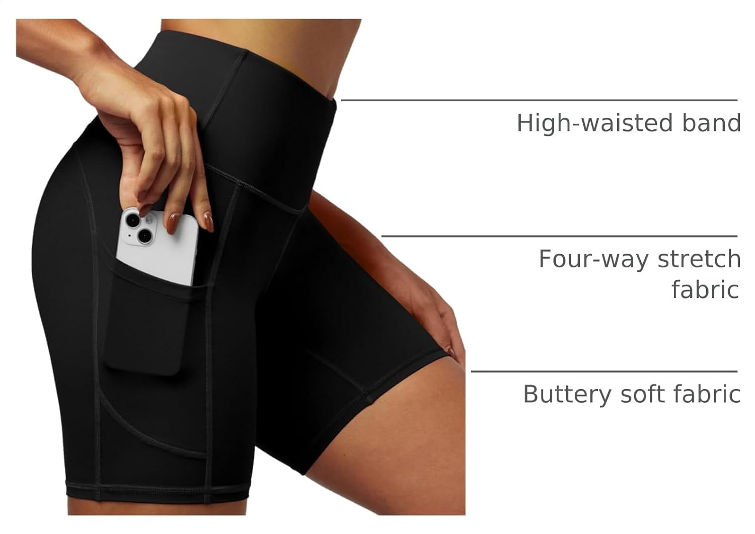 Detalle de IUGA Women’s 6" Biker Shorts with Tummy Control and Pockets