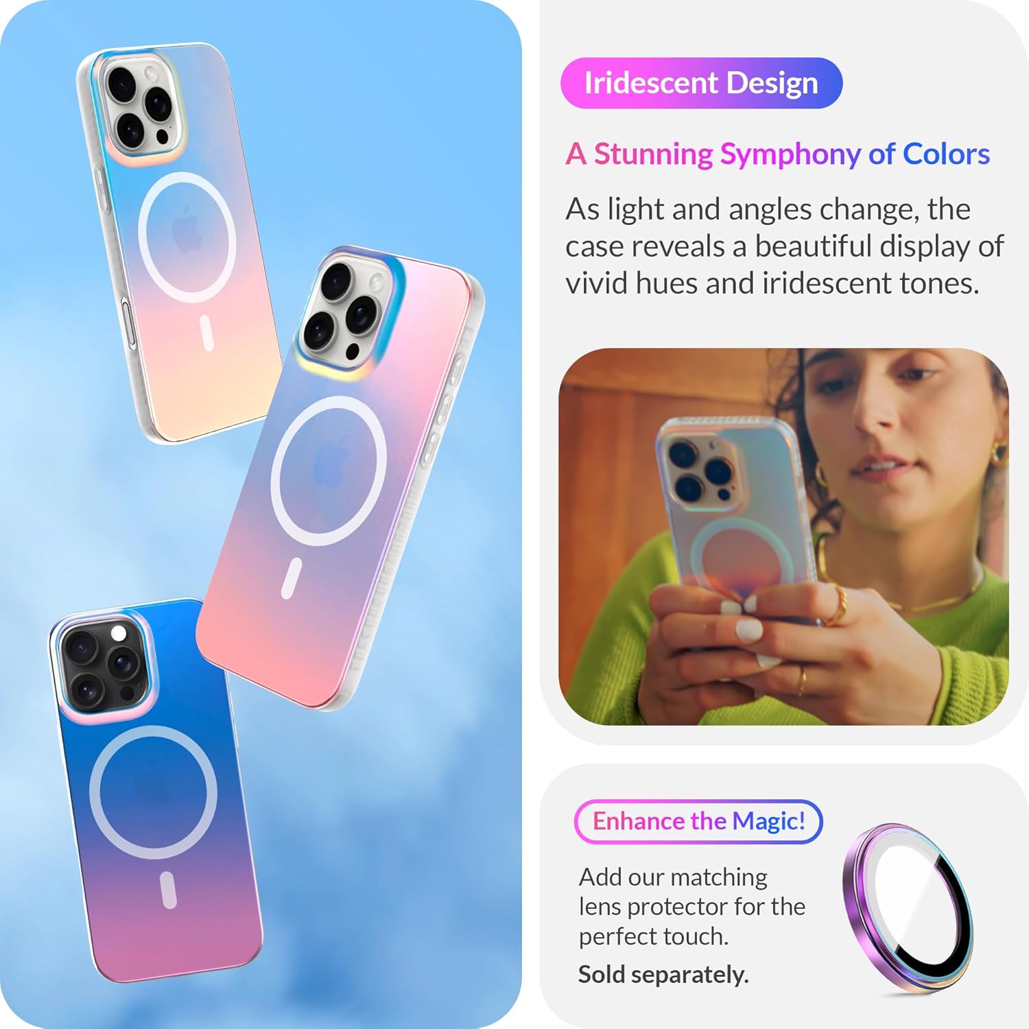 Thumbnail 1 de LONLI Hue for iPhone 16 Pro Case — Dynamic PrismGlow Color-Shift Iridescent Cover