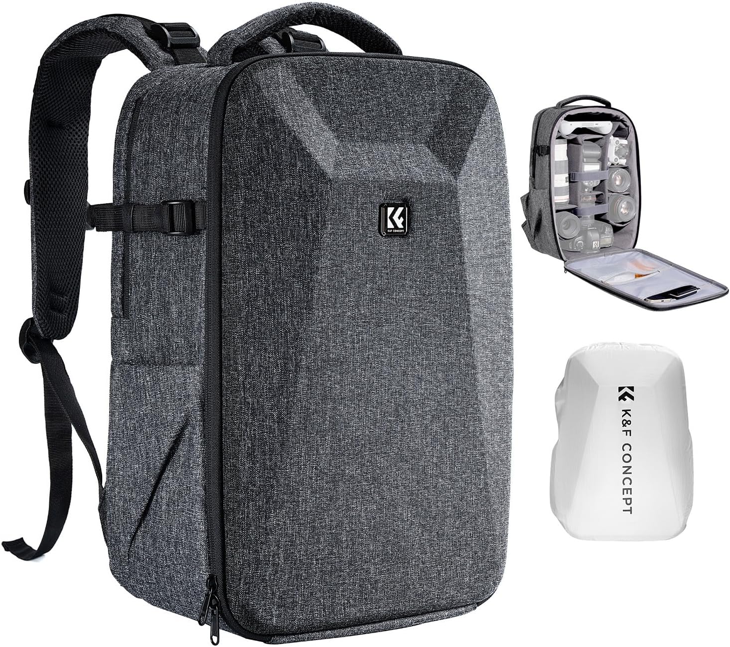 K&F CONCEPT Camera Backpack: Hardshell DSLR Bag with 15–15.6 Inch Laptop Compartment