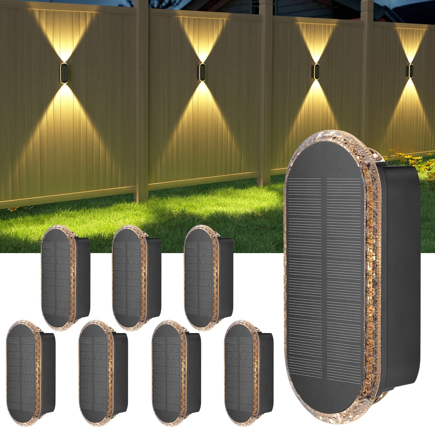 Detalle de ELLASAY Solar Fence Lights 8PK 3000K–6000K