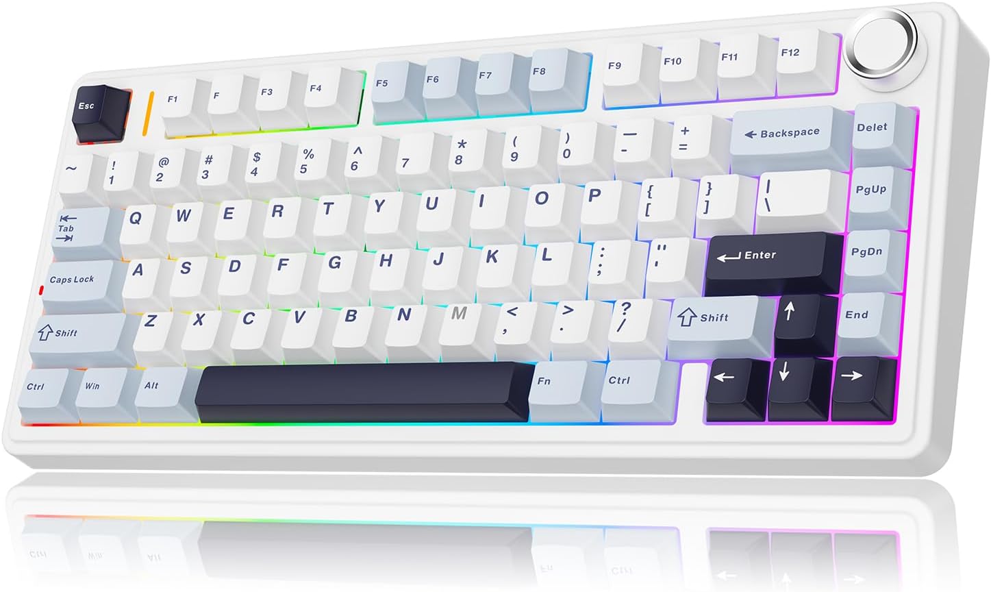 Detalle de MechLands Aula F75 PRO 75%: tastiera meccanica personalizzabile con triple connettività e suono cremoso