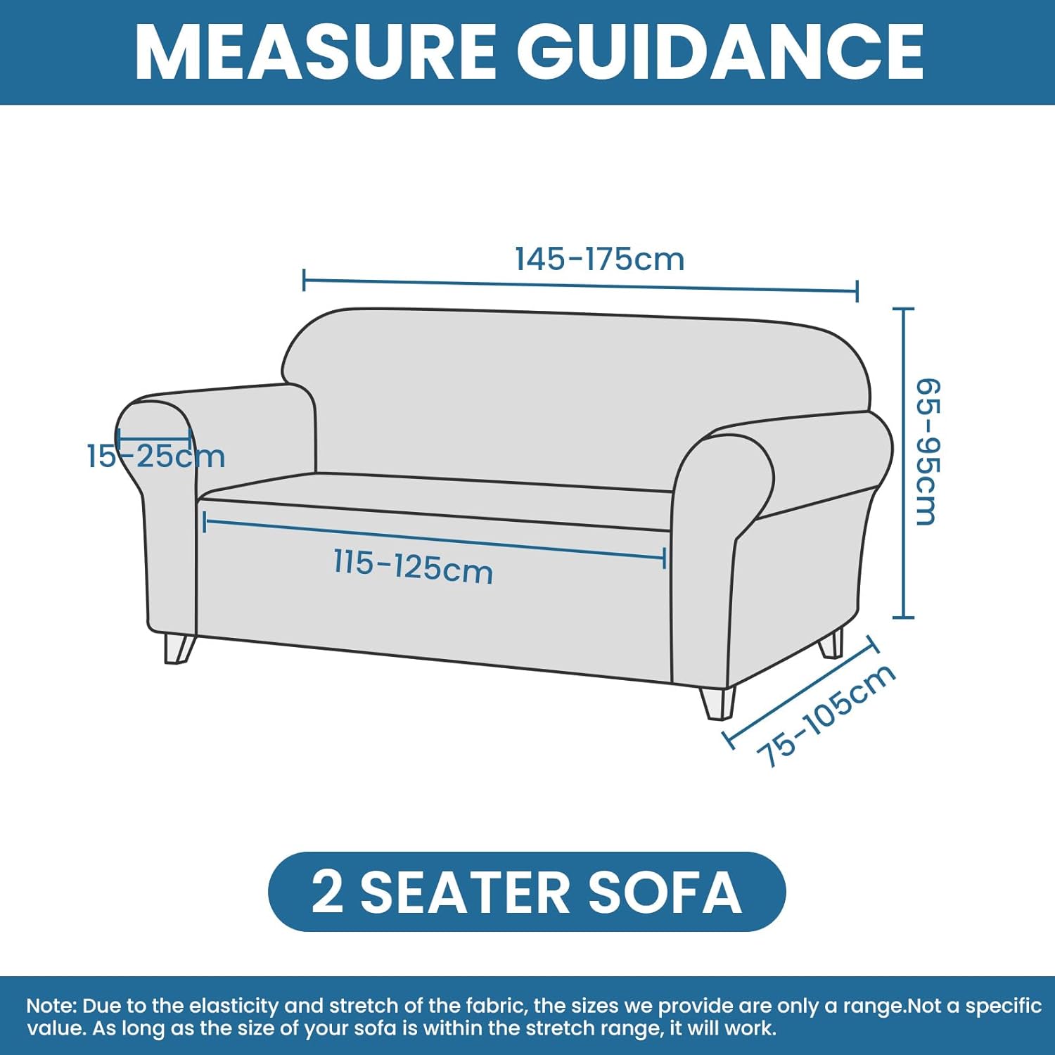 Thumbnail 2 de Ystyle Housse de canapé 2 places extensible avec accoudoirs – tissu antidérapant lavable bleu paon