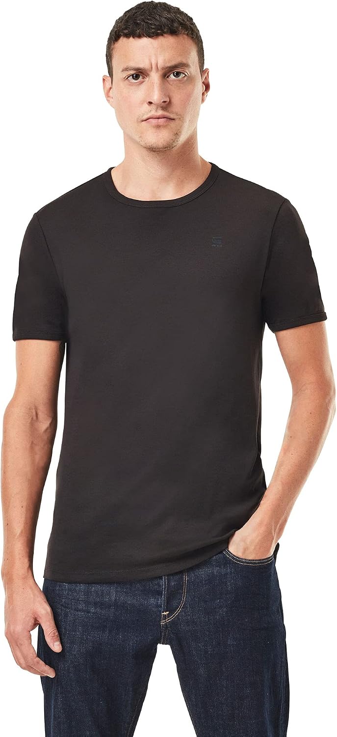 Detalle de G-Star Herren Base-S T-Shirt im 2er-Pack – Slim Fit, gerippter Jersey, gesticktes Branding
