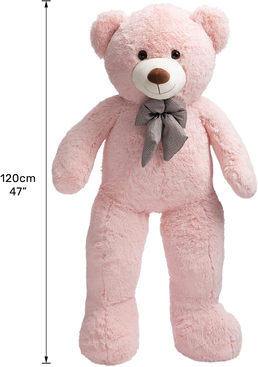 Detalle de HollyHOME Giant Pink Teddy Bear (47 Inches): A Soft, Versatile Plush for Hugging, Decorating and gifting