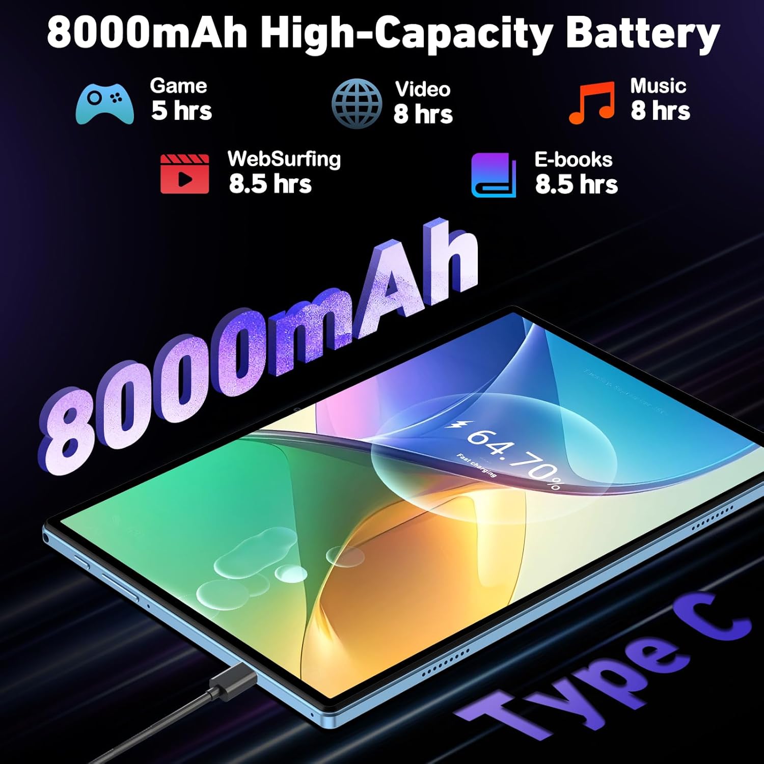 Detalle de 2026 Android 15 tablet 10 inch, 8000mAh