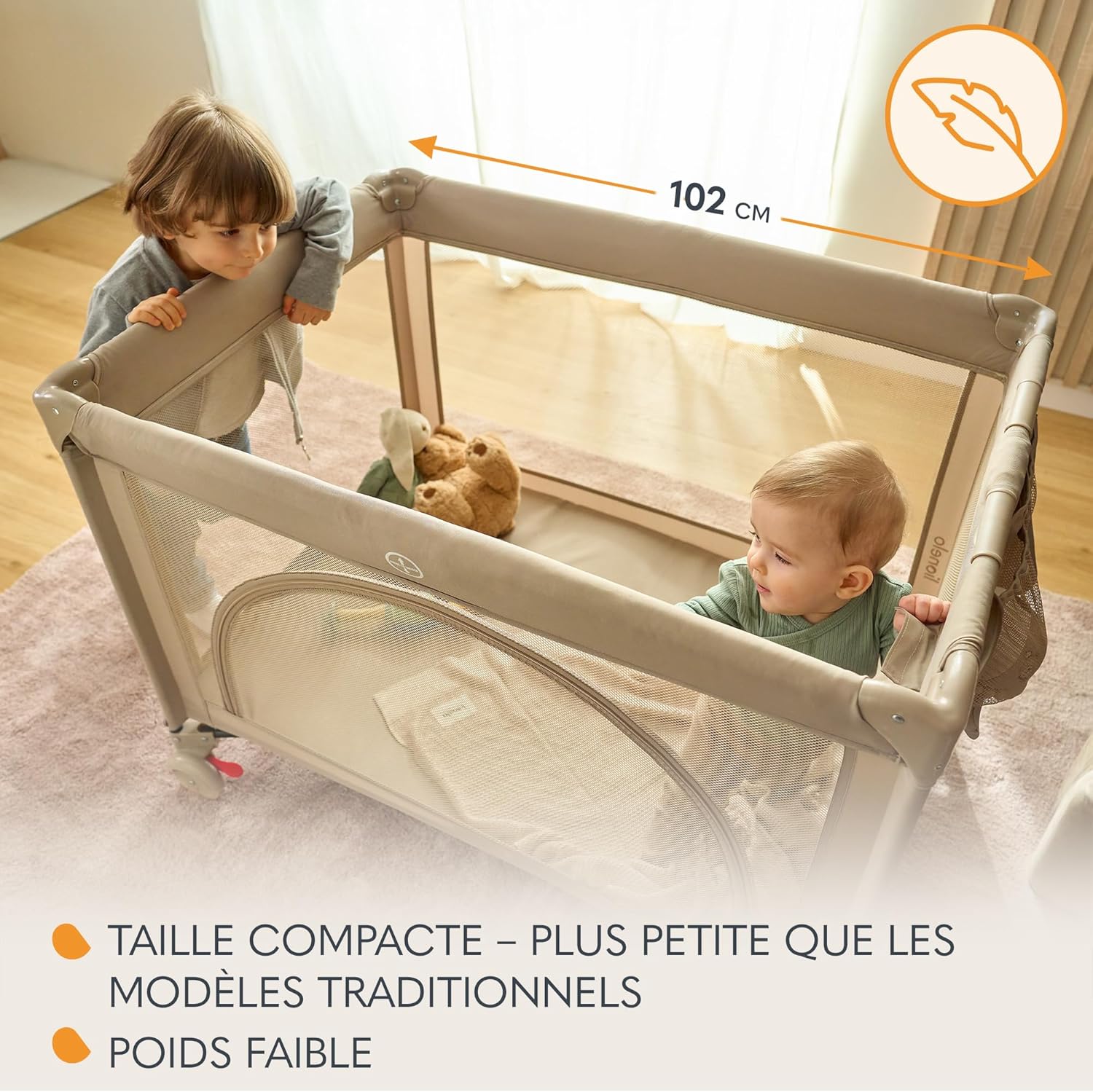 Thumbnail 2 de LIONELO Laura 2en1 Lit de Voyage et Parc Bébé – jusqu'à 15 kg, beige sand / gris