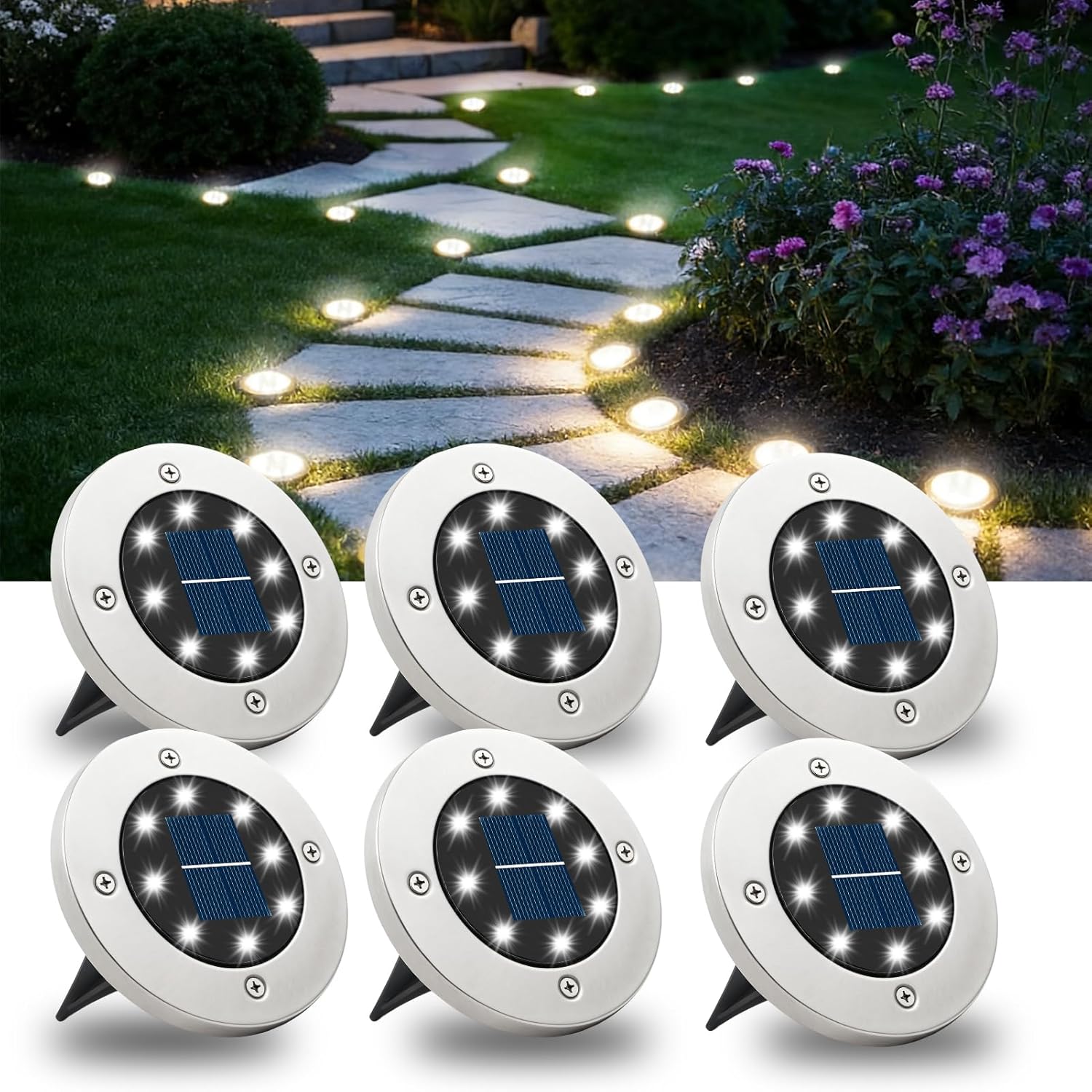 Solar Lights Outdoor Garden 6 Pack