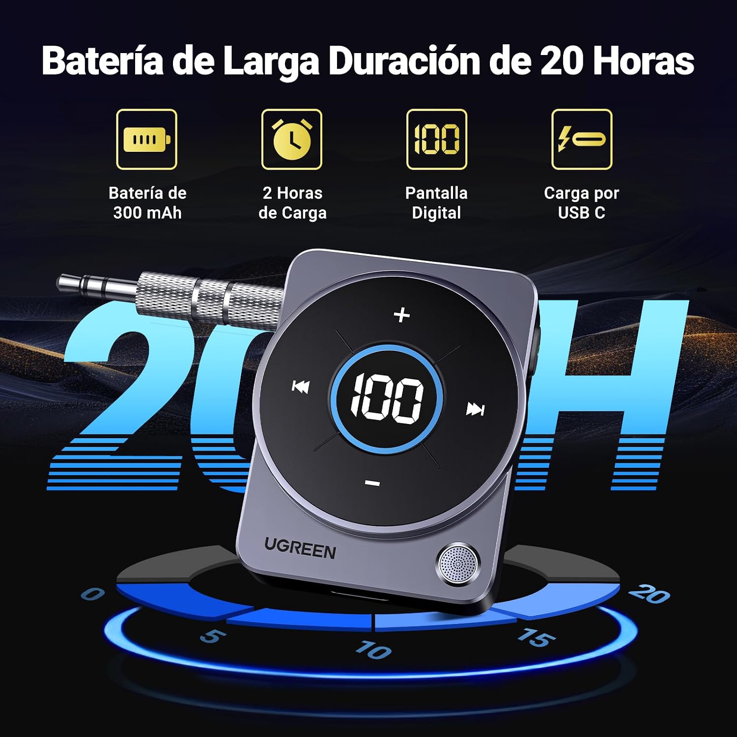 Thumbnail 2 de UGREEN AUX Bluetooth 5.4 Receptor 3.5mm