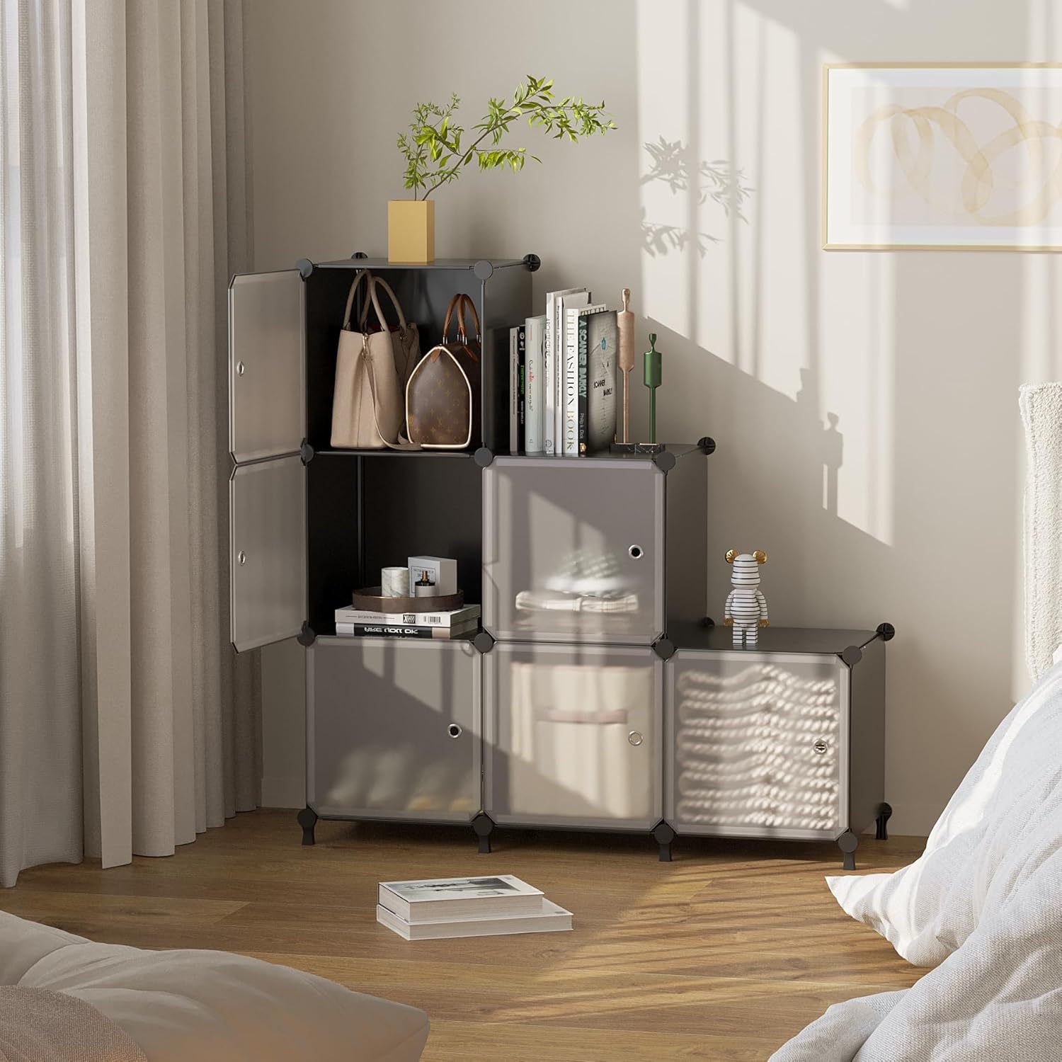 Thumbnail 5 de ATTDETJL 6-Cube Storage Unit with Doors (ATTSL6001) – Black 30x30x30cm compartments