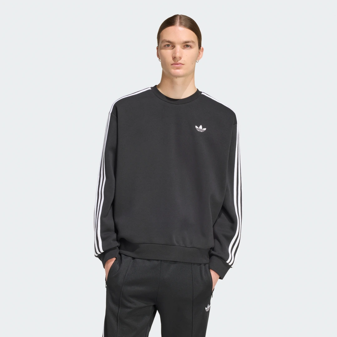 Sudadera de cuello redondo holgada Adicolor 3 Stripes de Adidas
