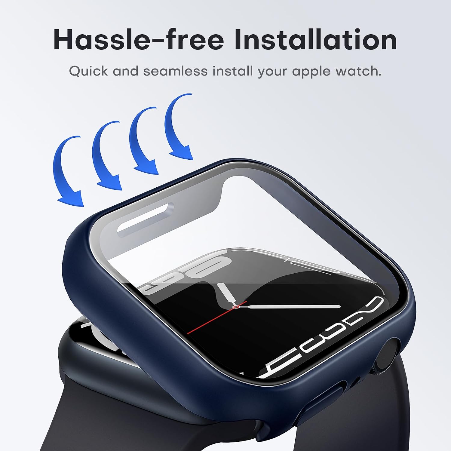 Detalle de TAURI 2-Pack Apple Watch Case for Series 9/8/7 45mm, Blue PC Bumper