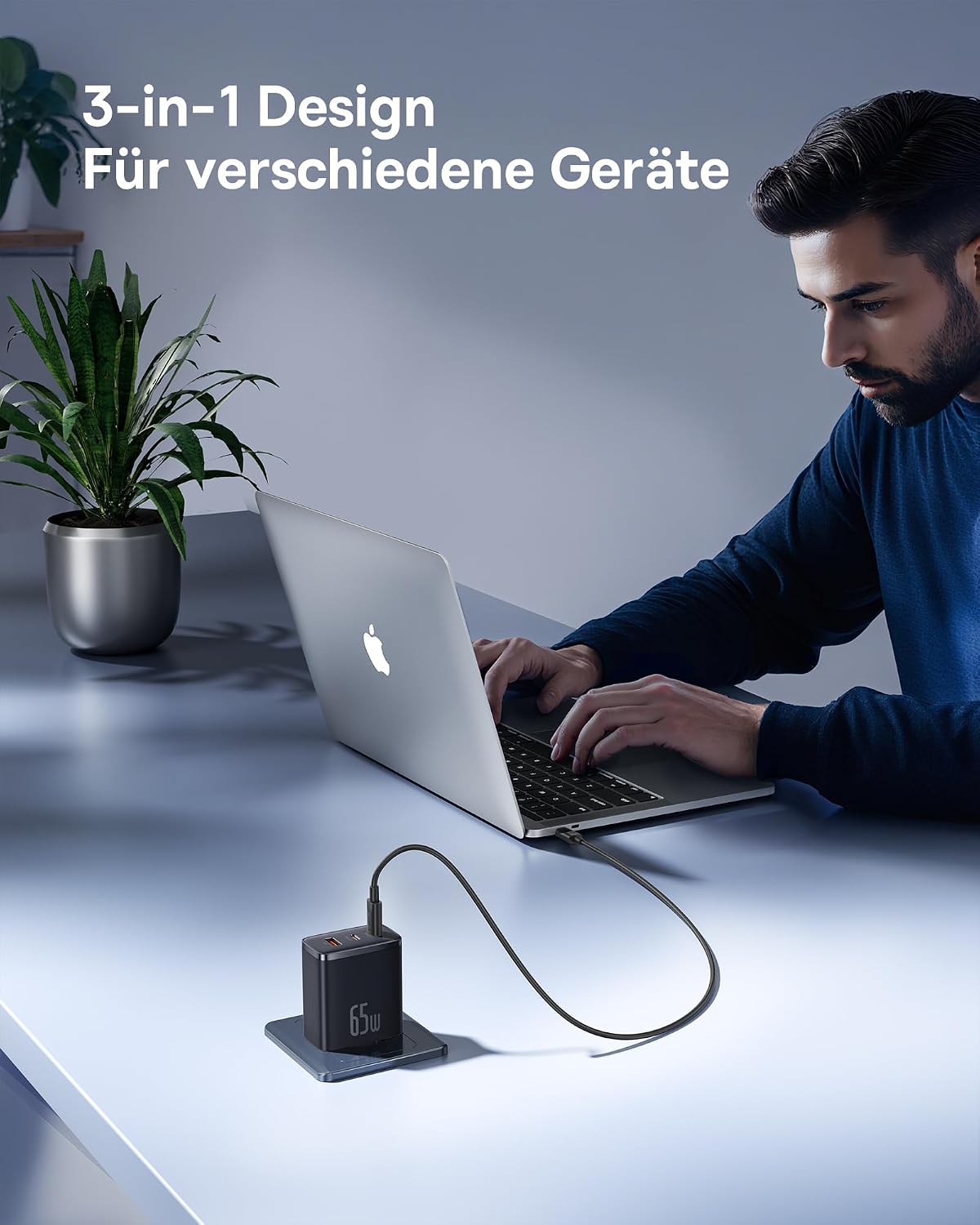 Detalle 2 de Baseus USB C Ladegerät 65W 3‑Ports