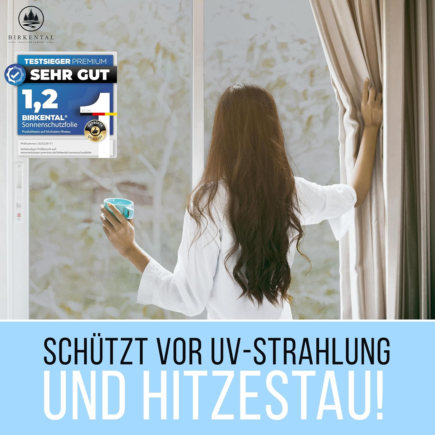 Thumbnail 4 de Birkental Sonnenschutzfolie für Fenster innen oder außen (Spiegelfolie, blickdicht, selbstklebend) 149 x 400 cm