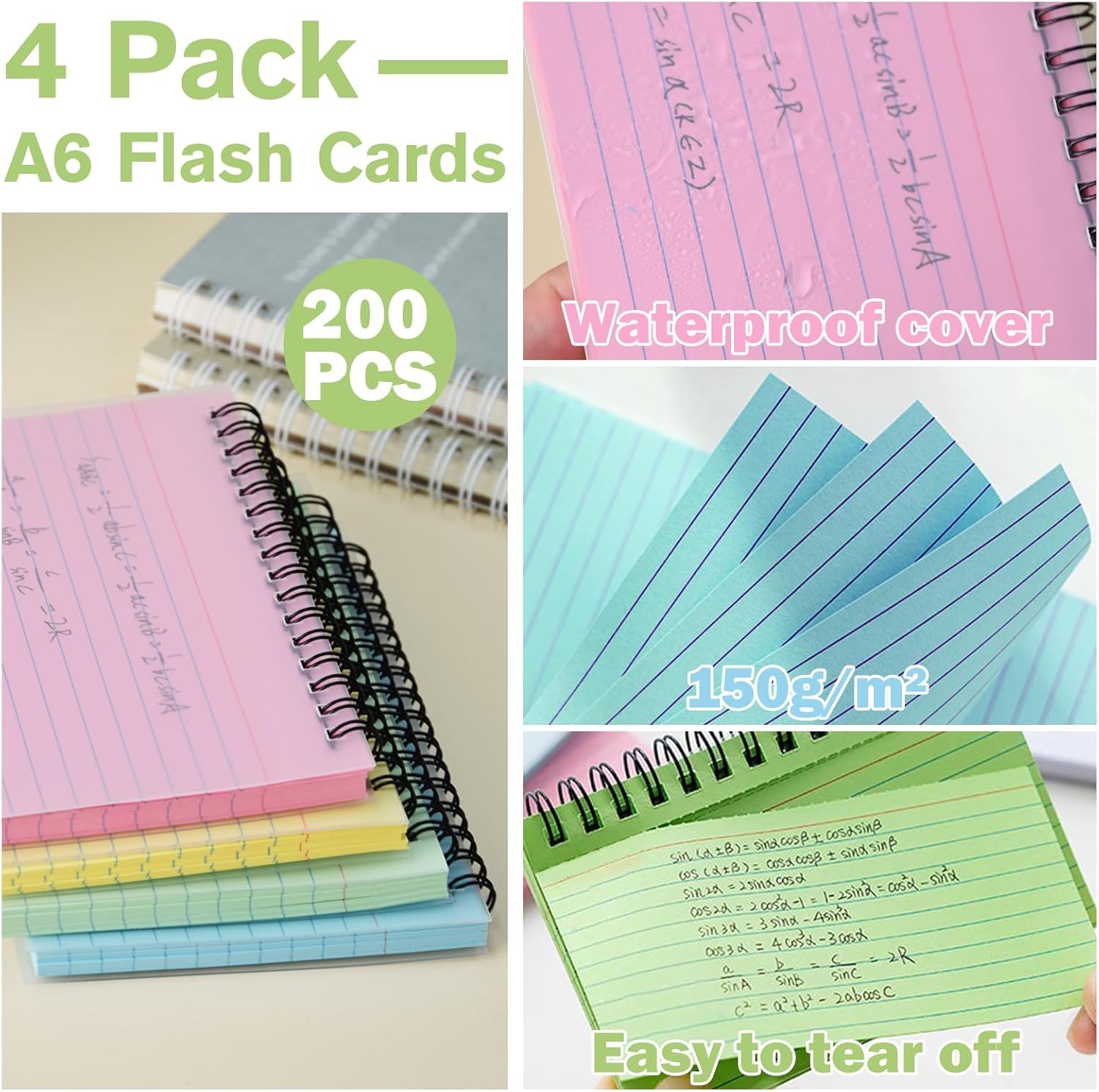 Thumbnail 1 de Vakki A6 Flash Cards (200 PCS) Revision Index Papers, spiral ruled cue notepaper