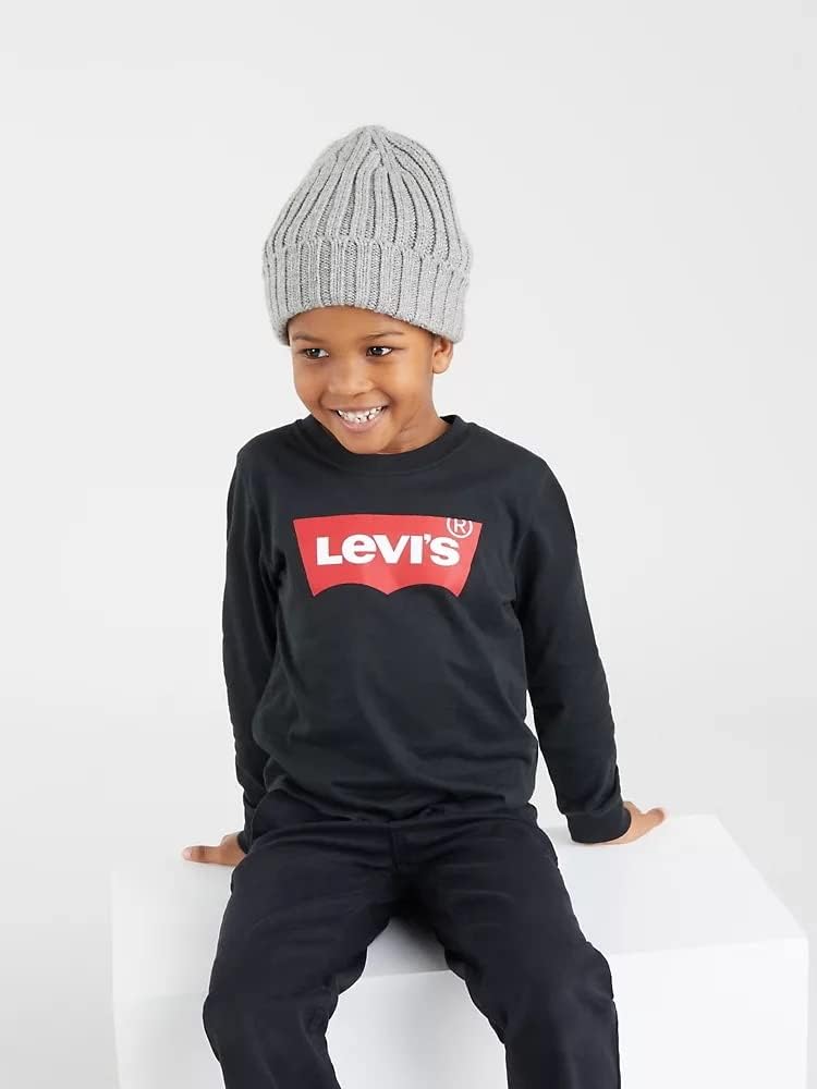Detalle 2 de Levi’s Kids L/S Batwing Tee garçon noir 8 ans : t-shirt manches longues à porter au quotidien