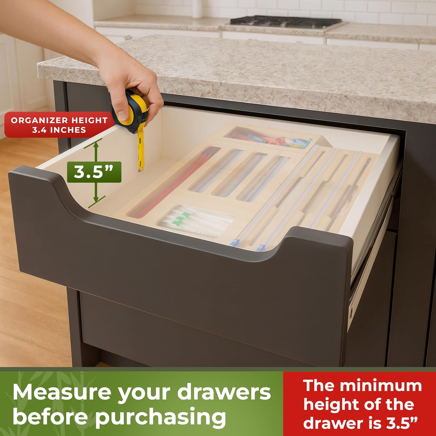 Detalle 2 de Kitchen Drawer Organizer 9‑in‑1