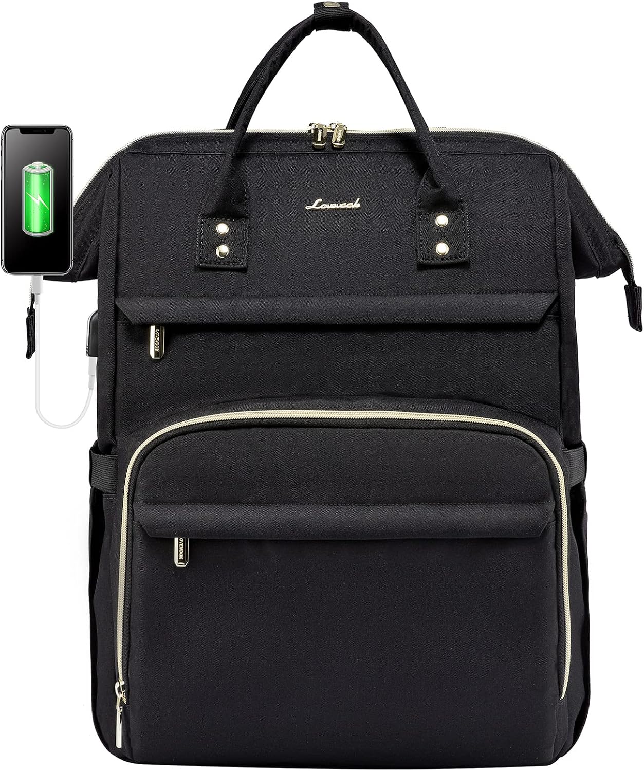 Thumbnail 1 de LOVEVOOK Damen-Rucksack für Schule & Laptop, wasserdicht mit USB-Ladeanschluss – Dunkelgrau