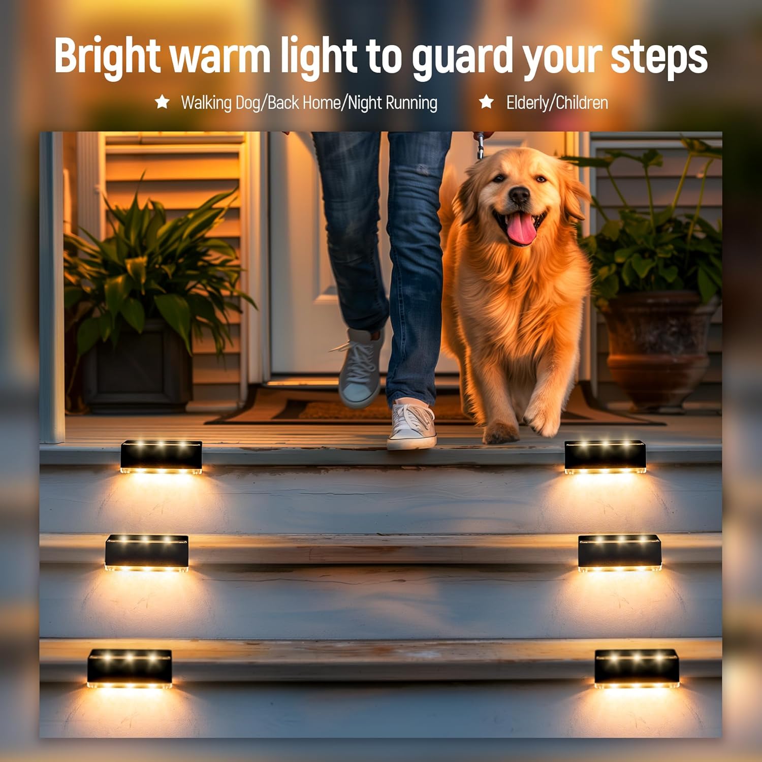 Thumbnail 2 de Solpex Solar Fence Lights – 8 Pack: Waterproof Outdoor Stair & Fence Lights with Dual Illumination (Warm White, Black)