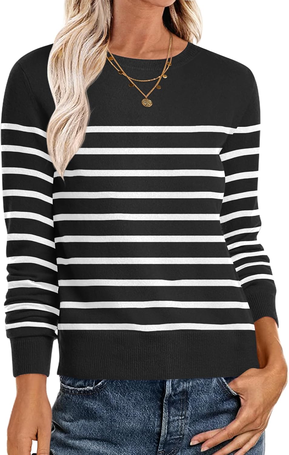 Thumbnail 4 de ANRABESS Sweater Lightweight Long Sleeve Pullover