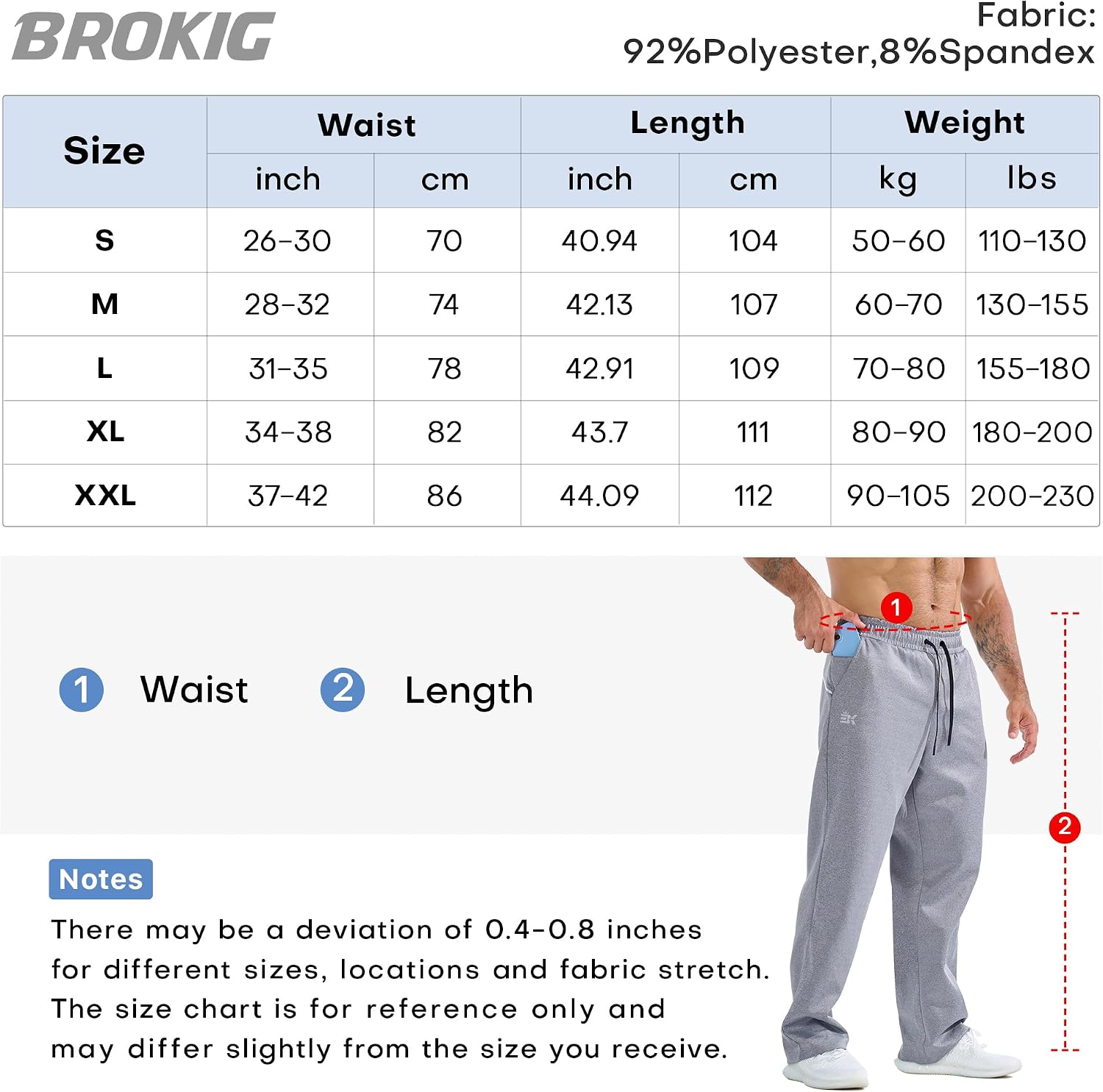 Thumbnail 6 de BROKIG Mens Oversized Gym Tracksuit Bottoms with Zip Pocket