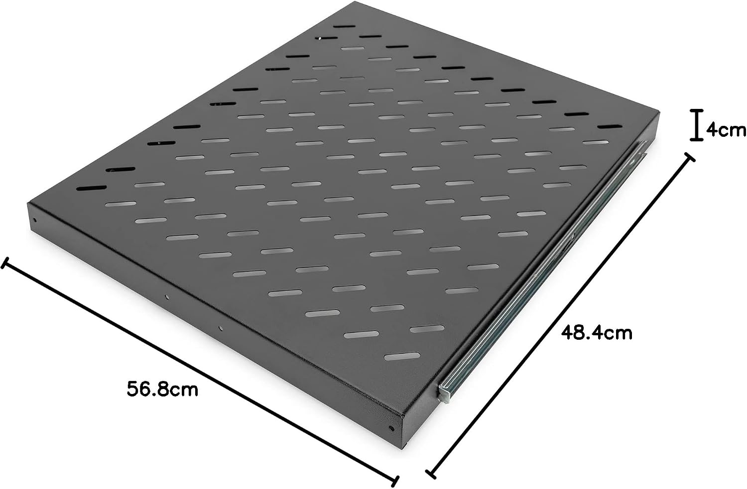 Detalle de DIGITUS wysuwana półka rack 19”, 1U, głębokość 568 mm, nośność 25 kg