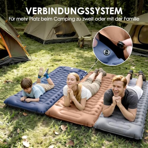 Detalle 2 de Purecas Isomatte Camping mit Fußpumpe – Ultraleichte Luftmatratze mit Kissen