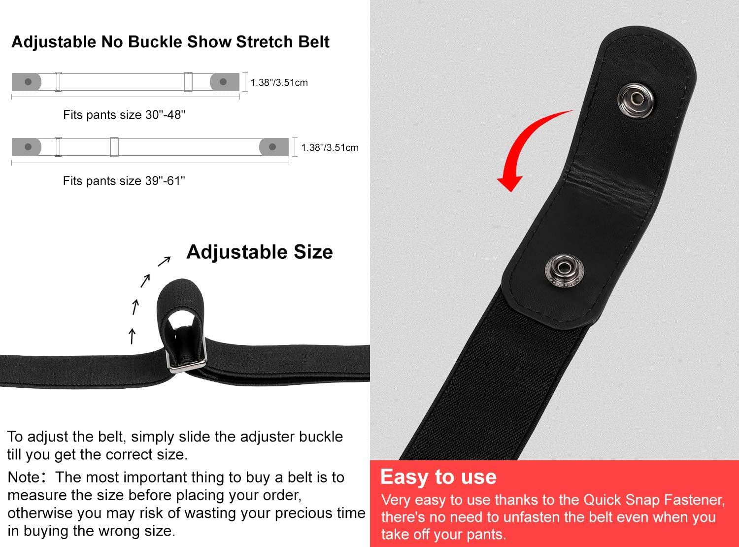 Detalle de JASGOOD No Buckle Elastic Belt – Buckle-Free, Adjustable No-Show Belt for Jeans and Pants