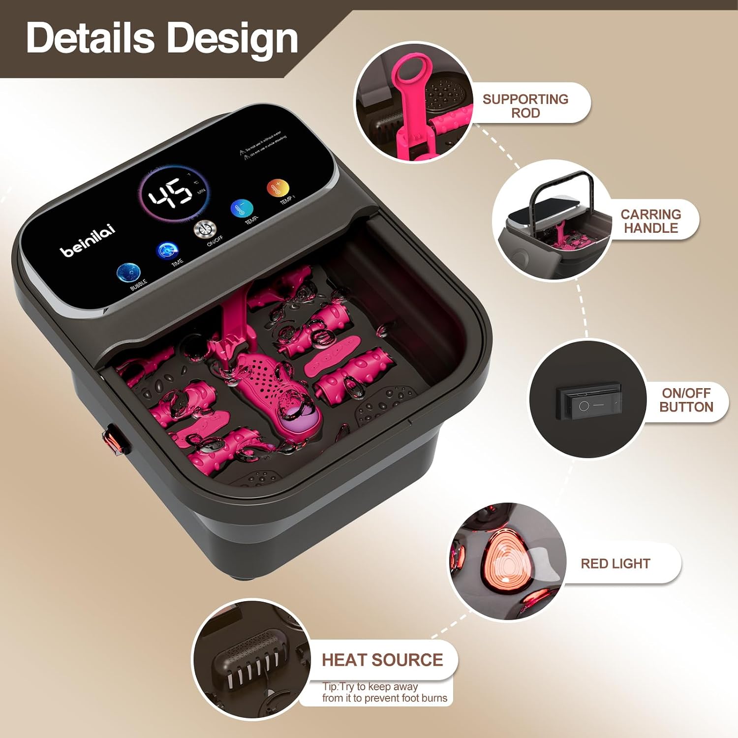 Thumbnail 4 de Beinilai foot spa bath with bubbles, 48°C