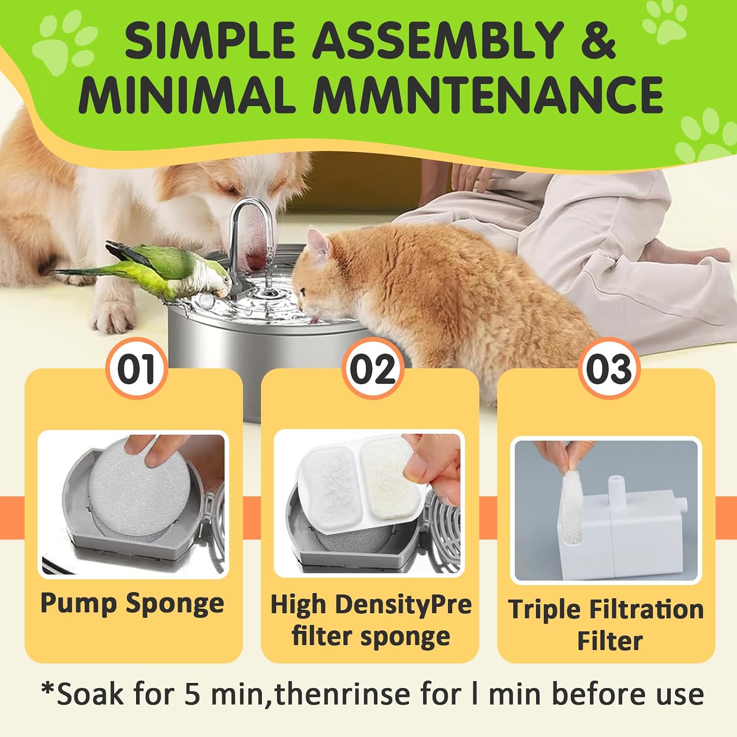 Thumbnail 4 de Oneisall 犬用噴水交換フィルター 16個入り、5層ろ過・PWF-002対応