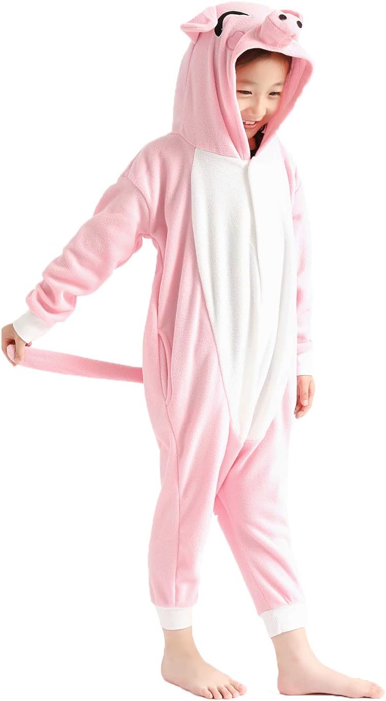 Detalle de Joyxiam Kids Pig Onesie Pajamas, Flannel Costume with Buttons and Pockets
