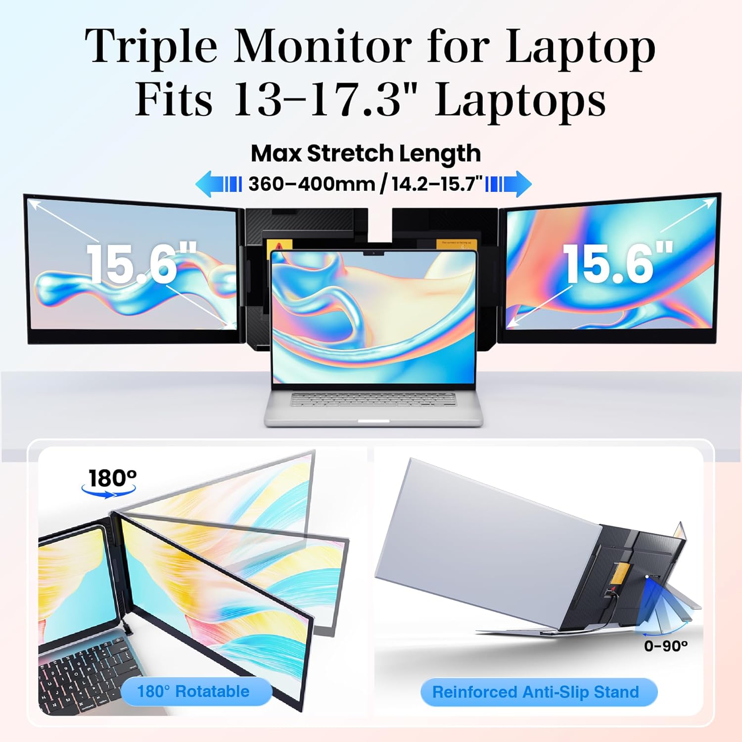 Thumbnail 2 de 15.6" Laptop Screen Extender Ultra-Thin 1080P FHD IPS Dual/Triple Portable Monitor (USB-C/HDMI Plug & Play)