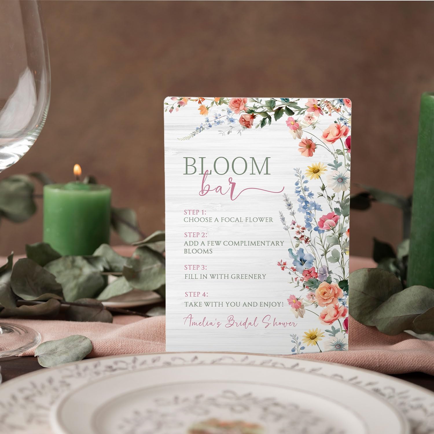 Detalle 2 de ERYBHKRTYH Flower Bloom Bar Sign, 5x7-Inch Wooden Wedding Table Sign