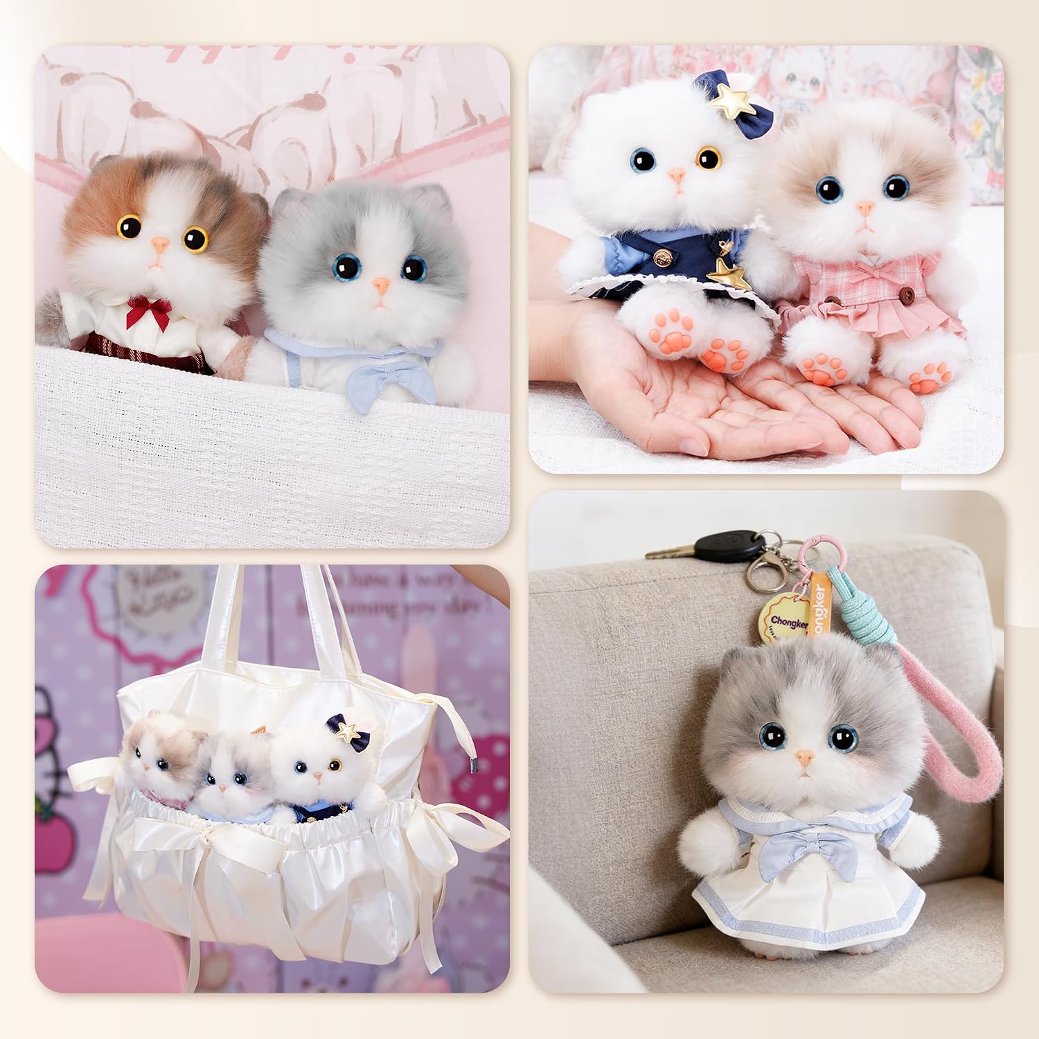 Detalle de Chongker 4.7-inch Plush Keychain with Detachable Lanyard – Cute Handbag Charm and Gift
