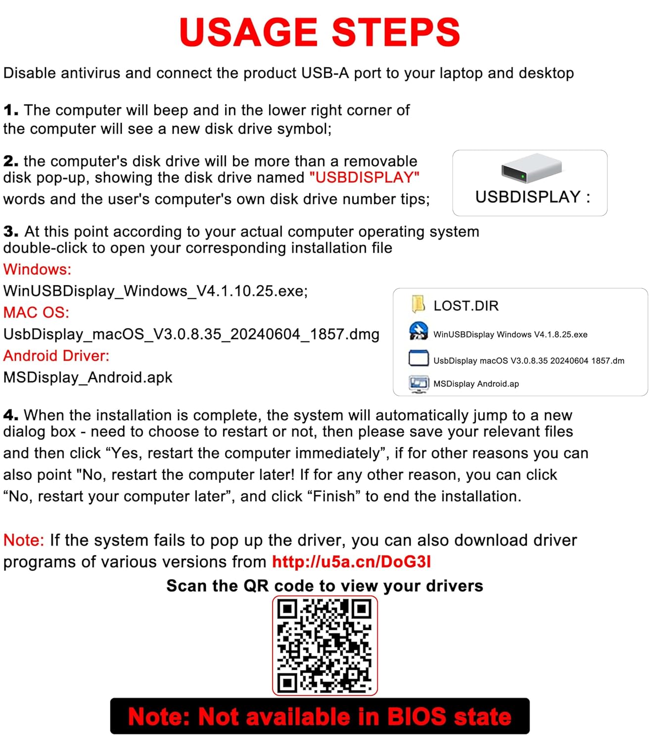 Thumbnail 1 de THANDBLE USB to HDMI Adapter Cable (3M/10FT) for 1080p 60Hz screens