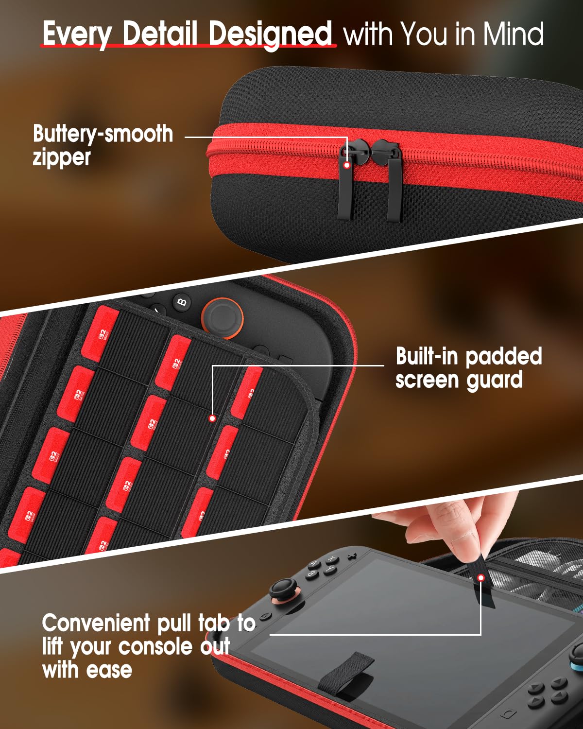 Thumbnail 6 de COOLSTONE T1 Switch 2 Carrying Case with 20 Game Card Slots and Shoulder Strap