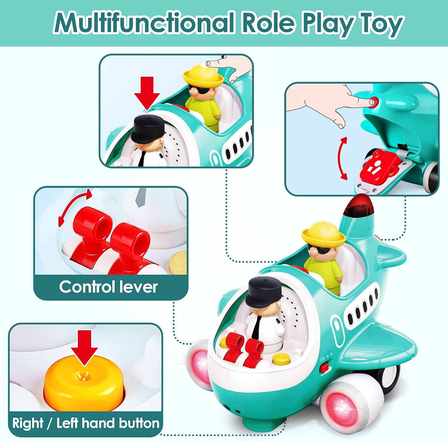 Thumbnail 4 de iPlay iLearn Baby Airplane RC Toy (Remote Control + Automatic Obstacle Avoidance) for Toddlers 2–4